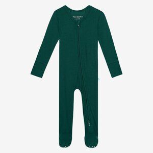 Posh Peanut Green Waffle Zippered Footie: 0-3